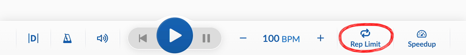 Rep-Limit button circled on computer